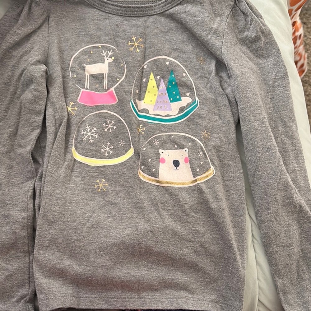 Gray Kids Shirt with Snow Globe Design